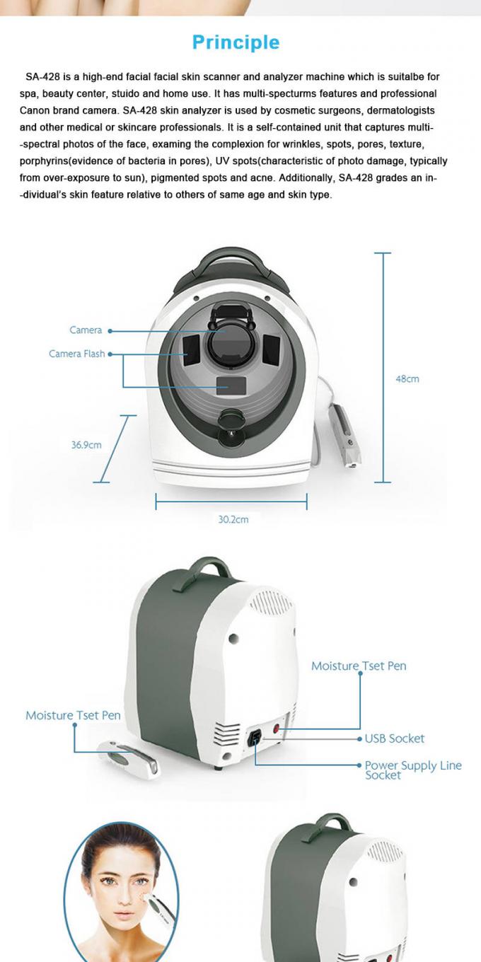 100VAC Dermatology Moisture Age Smart Skin Analyzer